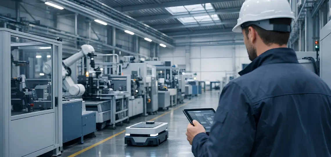 Private 5G network connecting equipment and operators at an industrial site