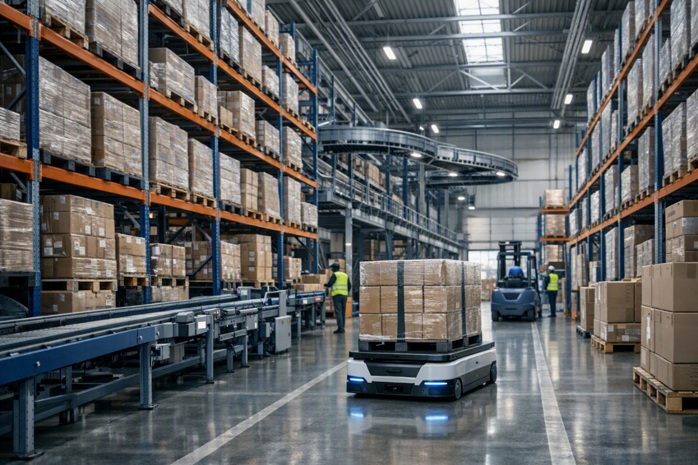 Private 5G network tracking goods and equipment in a logistics warehouse